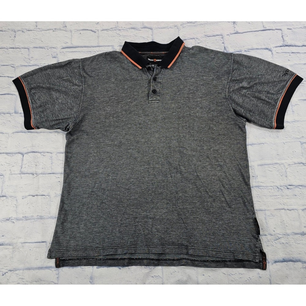 TaylorMade Polo Shirt Mens XL Charcoal Gray Orange Tipped Cotton Golf VINTAGE